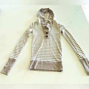 American Eagle, women’s hooded Henley with buttons, XS, striped, long sleeve